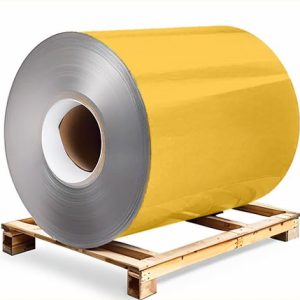 Сталь оцинкованная 0,5х1250х3000 мм RAL 1023 желтый транспортный Грунт обр.стороны / защ.пленка